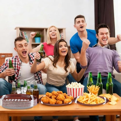 50Pcs Large Football Oval Plates 10"x12" Heavy Duty Football Food Plates Disposable Football Food Tray for Football Theme Party Supplies Sports Event Game Tailgate Carnivals Birthday Party Decorations - style: Football Oval Plates