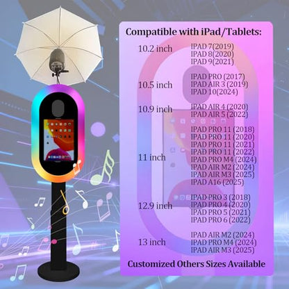Soft-Light Umbrella Photo Booth Shell Compatible with iPad Tablet 10.2''-13'' Selfie Protable iPad Photo Booth Machine with Flight Case (Black, Photo Booth Machine) - color: Black, size: Photo Booth Machine