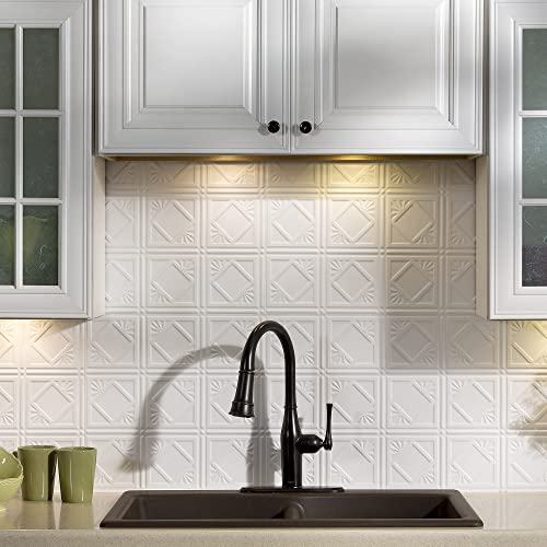 FASÄDE Traditional Style/Pattern 4 Decorative Vinyl Backsplash Panel in Matte White (6X6 Inch Sample) - color: Matte White, size: 6X6 Inch Sample