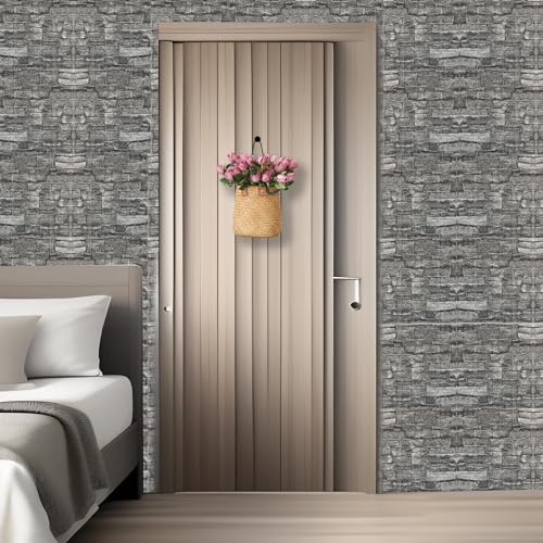 3D Wall Panels Peel and Stick in Black Grey Stone, 10 PCS XPE Foam 3D Wallpaper, Textured Faux Brick Wall Panels for Bedroom, Stairs, Kitchen - color: Black Rock, size: 10PCS