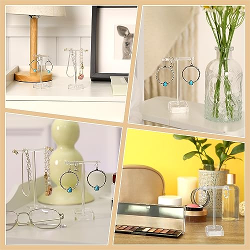 KALIONE 6 Pcs Acrylic Earrings Display Clear Earring Display Holder T Bar Earring Organizer Countertop Earring Hanger Stand Holder Tree Stand Earring Holder for Jewelry Props Show
