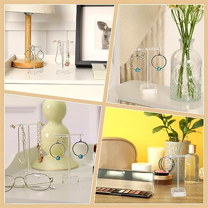 KALIONE 6 Pcs Acrylic Earrings Display Clear Earring Display Holder T Bar Earring Organizer Countertop Earring Hanger Stand Holder Tree Stand Earring Holder for Jewelry Props Show