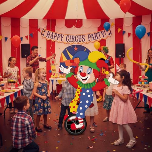 Colingmill Carnival Circus Party Decoration 3ft Circus Theme Birthday Party Supplies Clown Cardboard Cutout Standup Photo Booth Backdrop Props Life Size for Birthday Carnival Game Weddings Events - style: Clown