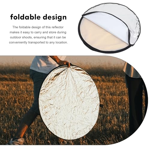 PRETYZOOM 60cm 5-in-1 Photography Light Reflector Folding Reflective Board with Soft Diffuser for Outdoor and Studio Photo Lighting Equipment