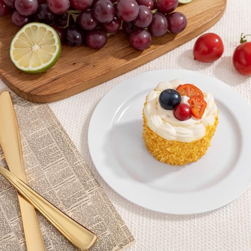 bUCLA 200PCS White Plastic Plates - 6.25inch Disposable Salad/Dessert/Appetizer/Small Cake Plates for Wedding & Party - color: 6.25Inch-200pcs-White