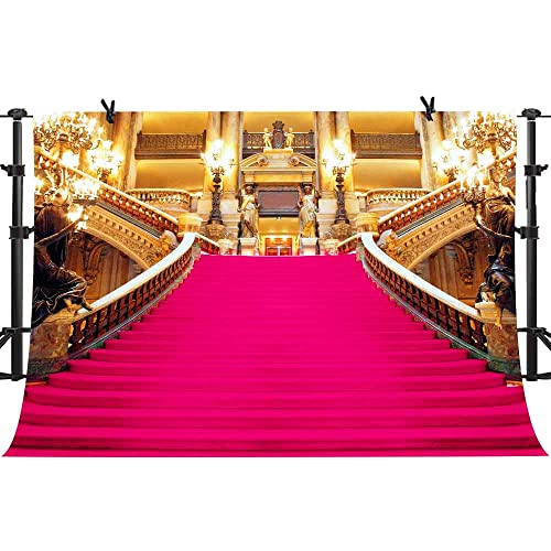Masquerade Party Backdrop, 10x8ft Downton Abbey-Themed Party Photography Backdrop, Golden Palace Gorgeous European Hall Decorations Photography Props BJXTGU88 - color: Pink, size: 10x8ft
