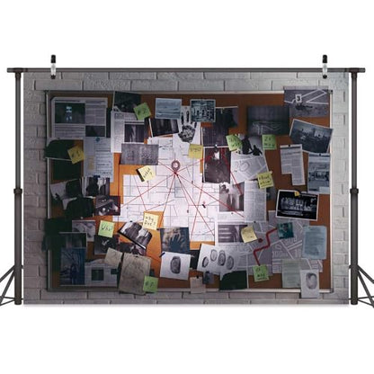 8X6ft Crime Scene Decorations Photo Backdrop Murder Mystery Party Photography Background, Detective Spy Halloween Theme Party Supplies Backdrops Photo Booth Prop Wall Decor Tablecloth - size: 8X6FT