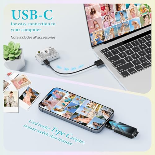Mini Camera - 2K Mini Digital Camera with 16GB Card, Long Battery Life,Travel Vlog & Photo Shooting Anytime,Fashion Accessories, Necklace & Keychain Camera, Gifts for Friends and Women,White