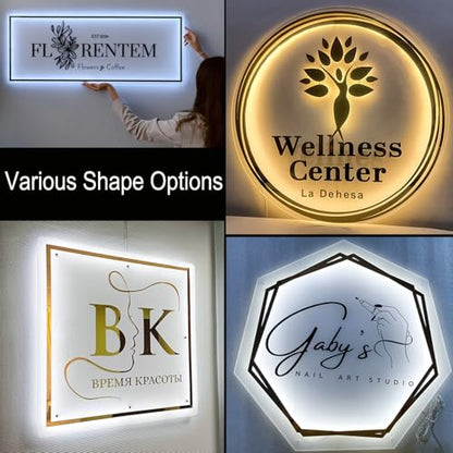 CIONAOR Custom Neon Sign, Personalized UV Printed LED Backlit Illuminated Sign Customizable for Business LoGo, Salon Beauty Nail Studios Light Up Name Metal Sign, Images Neon Lighting Customized - size: Backlit LoGo Custom