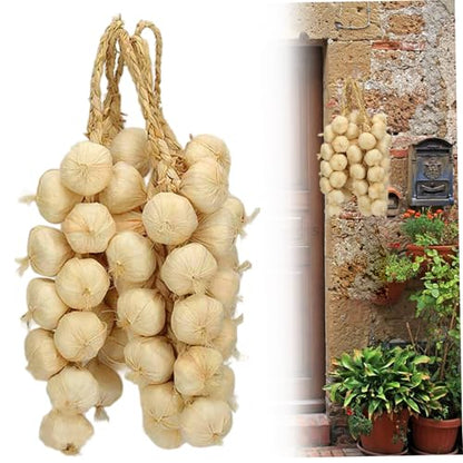 5Pcs Fake Garlic String, Simulation Lifelike Fake Vegetables Decorative Artificial Garlic Strings Photography Props for Home Kitchen, Kitchen Wall Decor