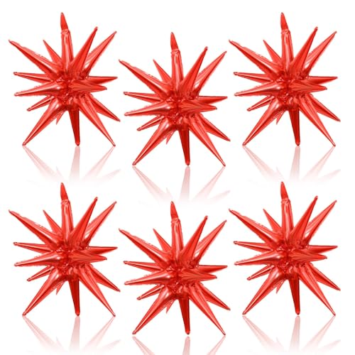 Red Star Foil Balloons, 22 Inch Red Explosion Star Cone Spike Balloons Large for Wedding Baby Shower Anniversary Backdrop Birthday Party Decorations Backdrops - color: Red