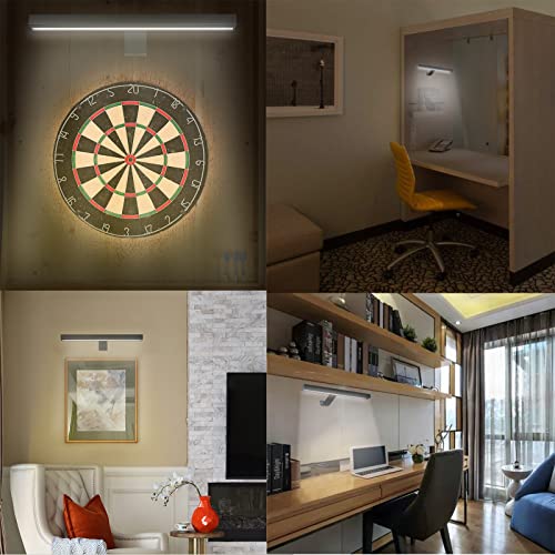 MIOBLUE Wireless Picture Lights,Rechargeable Battery Art Display Light with Remote Control, Dimmable/Timer Off Dartboard Light 16 Inch Full Metal Accent Lamp with 40LEDs for Paintings,Picture,Frame - color: Matte Black, size: 16inch