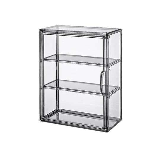 BOHOIDEE 3 Tiers Acrylic Display Case with 2 Division Boards, Acrylic Storage Organizers Box with Magnetic Door, Wall-Mounted Dustproof Showcase for Makeups, Purses, Figure