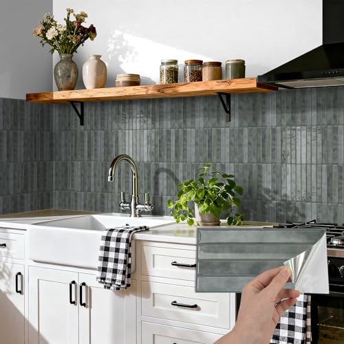 VICCI 20-Sheet Subway Tile Stickers, Modern Gray 3D Textured Peel and Stick Backsplash 4.72x9.68 Inch, No-Grout Removable - color: Modern Gray