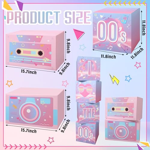 Amyhill 6 Pcs Large 00s Party Decorations Hip Hop Favor Set Paper Party Boxes Novelty Disco Theme Decoration for Retro 2000s 1990s Theme Birthday Neon Disco Music Supplies - style: 00s