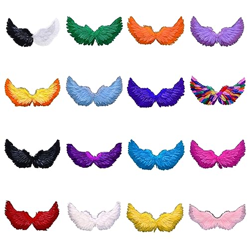 Fairy Wings Angel Feather Wings with Elastic Straps Costume Cosplay Photography Props Halloween Supplies - color: Blue, size: 23.62"X7.87"