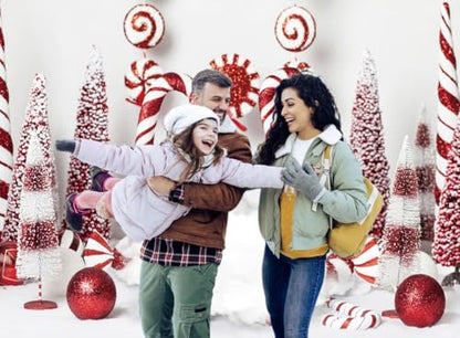 Christmas Backdrop Winter Red Candy Cane Balls Background New Year Photography Banner for Birthday Christmas Party Celebration Decorations Supplies Photo Studio Photobooth Props 9x6ft - size: 9x6 ft