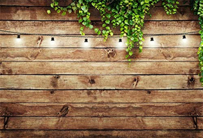 8x6ft Rustic Background for Photography Green Leaves Woodlands Photos Backdrops Wood Plank Backdrops for Weddings Birthday Baby Shower Party Barn Farmhouse Decorative Banner - size: 8x6ft