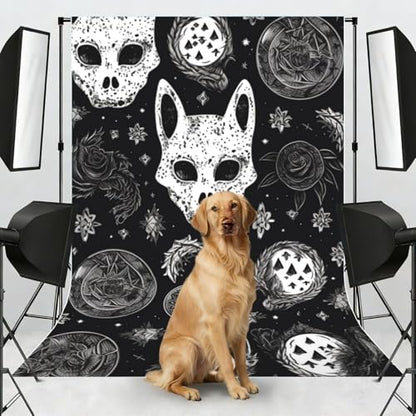 Skull Cat Moon Gothic Backdrop Background for Photography 5x7ft Photobooth Professional Photo Backdrop Curtains Video Photography Studio Photo Backgrounds Banner Booth Background Screen Parties - color: Skull Cat Moon Gothic