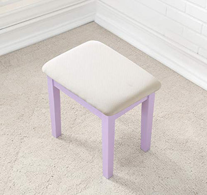 Roundhill Furniture Moniys Wood Moniya Makeup Vanity Table and Stool Set, Purple - color: Purple