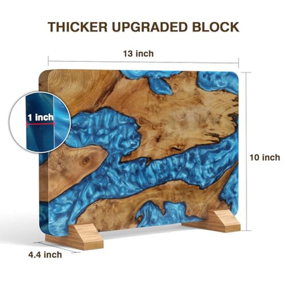 HOSHANHO Resin Magnetic Knife Block, Double Sided Magnetic Knife Holder and Kitchen Knife Organizer Storage, Thickened Acacia Wood Universal Knife Block for Chefs - size: 13*10*4.4 inch