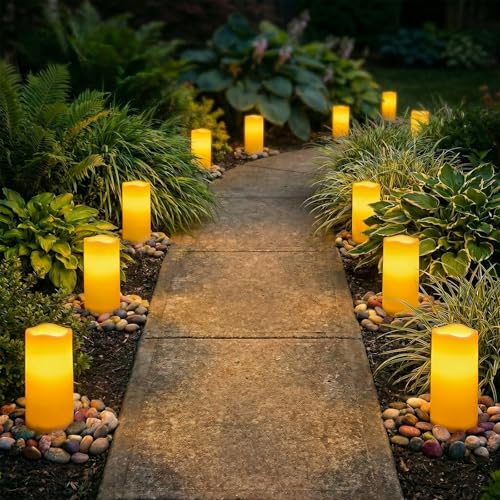 Homemory 3" x 6" Waterproof Flameless Candles, Outdoor Indoor Battery Operated LED Pillar Candles with Remote Control and Timer, Plastic, Long Lasting, Set of 6 - size: Set of 6,3"x6"