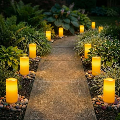 Homemory 3" x 6" Waterproof Flameless Candles, Outdoor Indoor Battery Operated LED Pillar Candles with Remote Control and Timer, Plastic, Long Lasting, Set of 6 - size: Set of 6,3"x6"
