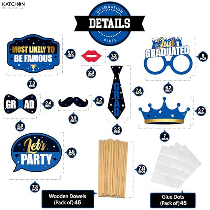 KatchOn, Graduation Photo Props 2026 - Pack of 40 | Blue and Black Grad Party Decorations | Grad Photo Props 2026 | 2026 Graduation Decorations