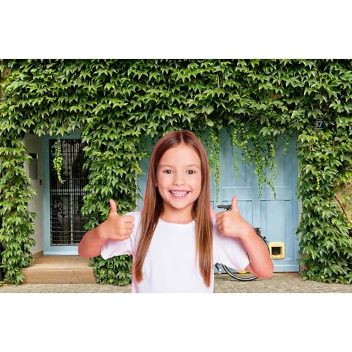 Ivy Leaf Wall Backdrop Parked Bicycle at Ivy Leaf Wall Photography Background Green Plant Wall Building Backdrop Decors Vintage Door Outdoor Party Background for Kids Children Family Union 5x3ft - color: Wall Green, size: 5x3ft