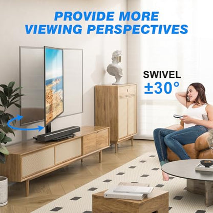 Rfiver Universal Swivel TV Stand for 27-50 55 60 Inch TVs, Height Adjustable Table Top TV Stand Mount Hold up to 88 lbs, Pedestal TV Stands with Tempered Glass Base, Replacement TV Mount Stand - size: 27-60 inch