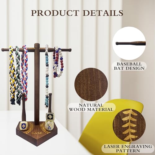 [NEW] Wooden Baseball or Softball Drip Necklace Organizer Holder,Championship Ring Display Holder, Softball Ring Holder, Drip Necklace Baseball Display Gift (Boys, Girls & Coaches)