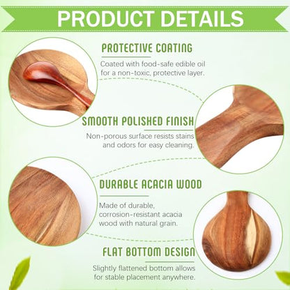 Honeydak 4 Pcs Acacia Wood Spoon Rest for Stovetop Handmade Smooth Wooden Kitchen Spoon Holder for Ladles Tong Cooking Accessories Housewarming Gifts (Round) - style: Round