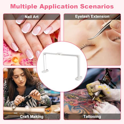 34in Half Moon Light for Nail Desk, Foldable LED Lamp with Phone Holder, Nail Art, Tattooing, Craft Making, Stepless Dimming, 3000-6000K Color Temperature Adjustment, 456 Light Beads, White - color: White