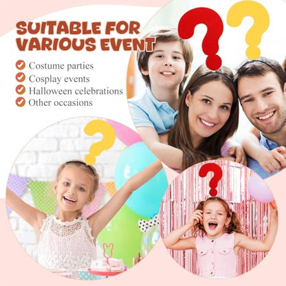 2Pcs Funny red heart headbands Set for Concerts, Halloween, Cosplay & Photo Props - Soft Stretchy Headbands - color: Question Mark Headband 2