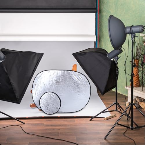 Homoyoyo 2pcs Collapsible Photography Reflectors Light Diffuser Soft Reflective Boards Portable Foldable Photo Studio Lighting for Portrait and Outdoor Use