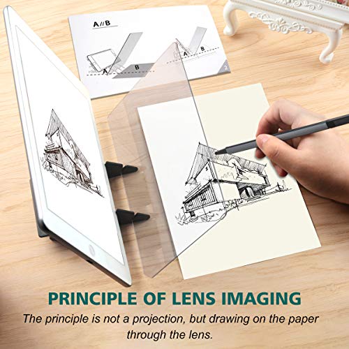 Optical Drawing Board Portable Image Drawing Board Tracing Drawing Projector Painting Board Sketching Tool with PMMA Lens for Beginners, Artists, etc - Small
