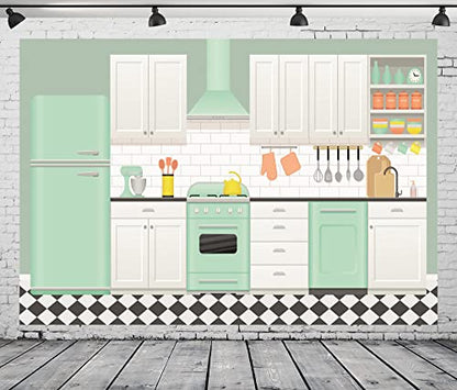 Fabric 12x8ft Cartoon Kitchen Backdrop Home Interior Baking Cook Tools Background for Photography Cooking Party Decor Online Bake Class Banner Kids Event Play Video Recording Photoshoot Props - size: 12x8FT