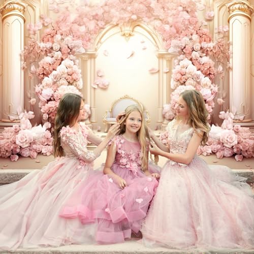 10x8ft Pink Floral Wall Backdrop Girls Rose Bridal Shower Palace Wedding Anniversary Flowers Baby Shower Party Decorations Photography Background Photo Shoot Props - color: Pink C, size: 10x8ft