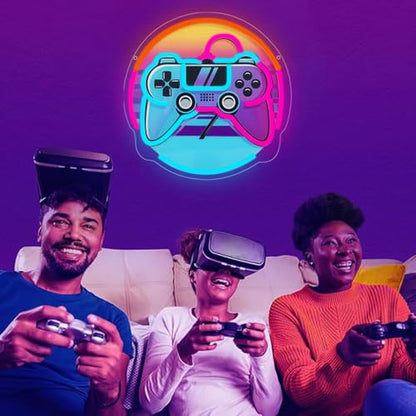 Gamer Neon Sign, Gaming Neon Sign for Gamer Room Decor Game LED Lights for Bedroom Wall Decor Gamepad Dimmable Neon Gaming Sign for Party Decorations Teen Boys Gift USB Powered(12.6"*12.6") - style: Gamepad
