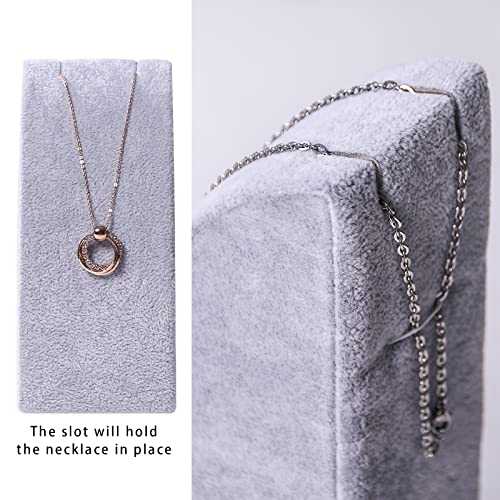 3Pcs/Set Necklace Display Stand For Selling Velvet Jewelry Holder Organizer Pandent Rack for Show (Gray Velvet) - color: Gray Velvet