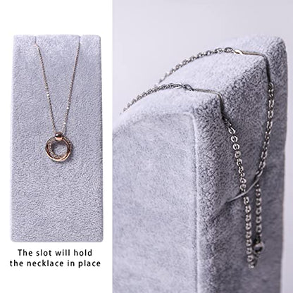 3Pcs/Set Necklace Display Stand For Selling Velvet Jewelry Holder Organizer Pandent Rack for Show (Gray Velvet) - color: Gray Velvet