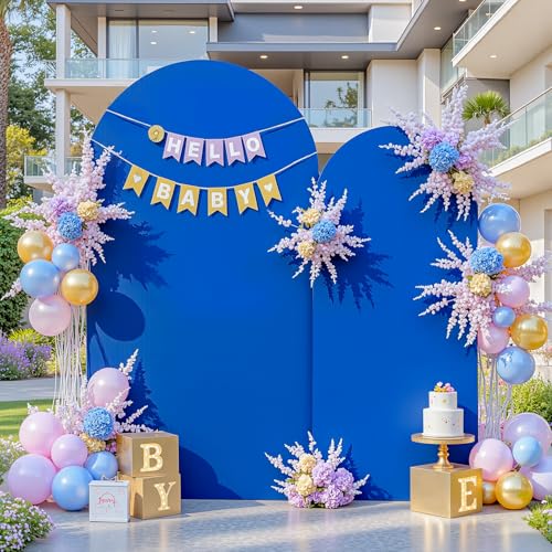 Royal Blue Arch Backdrop Cover for Wedding, 7.2FT 6FT Set of 2 Stretchy Spandex Fitted Arch Stand Cover for Baby Shower, Birthday Party Decor, Chiara Backdrop Cover with Double-Sided Design - color: Royal Blue