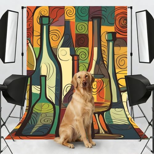 Wine Bottle Art Backdrop Background for Photography 5x7ft Photobooth Professional Photo Backdrop Curtains Video Photography Studio Photo Backgrounds Banner Booth Background Screen Parties - color: Wine Bottle Art