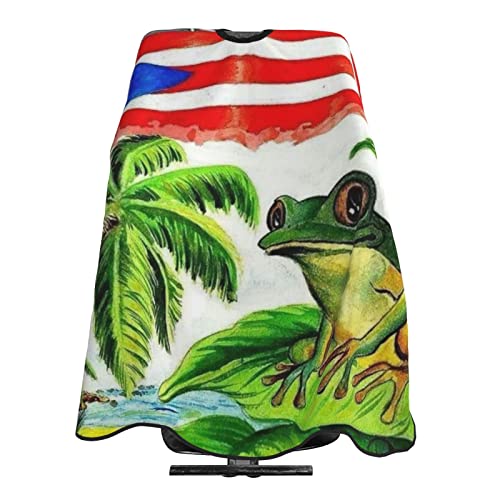 Puerto Rico Barber Cape With Adjustable Closure, Hairdressing Haircut Apron Barber Cover Gown For Hairdresser Styling Home - color: Boricua Puerto Rico Frog1