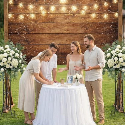 Wood Backdrop Rustic Wooden Photo Background Vintage Brown Wall Country Backdrop with Warm Starry Lights Snow Effect for Wedding Western Birthday Baby Shower Photo Booth 71x43 Inch - style: Wooden
