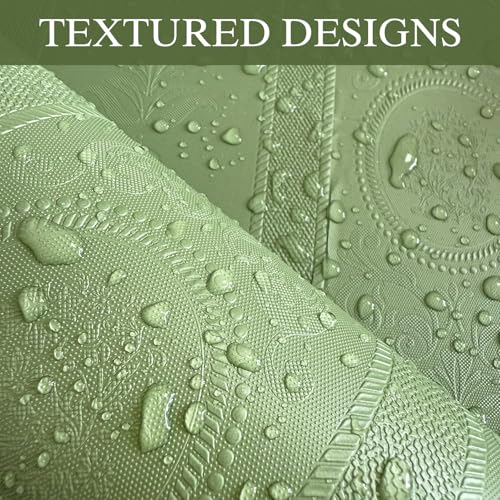 JiffDiff Wallpaper Peel and Stick Textured,3D Embossed Wall Paper Stick on Wallpaper Modern Waterproof Self Adhesive Contact Paper(17.3" x 1200",Green) - color: Green, size: 17.3" x 1200"