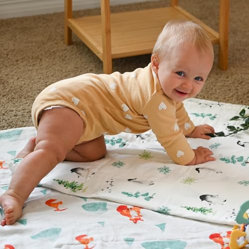 POMISO Muslin Swaddle Blankets for Boys & Girls, Newborn Receiving Blankets, Soft Breathable Baby Swaddles, Large 47x47 Inches, Fox & Penguin - color: Fox and Penguin