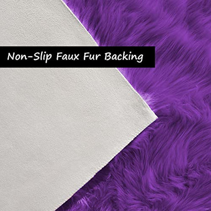Goolela Fluffy Rug Runners 2x6 Purple Faux Sheepskin Fur Rug Washable Fuzzy Shag Rug for Living Room Bedroom Chair Couch Cover Rectangle - color: Purple, size: 2' x 6' (Rectangular)