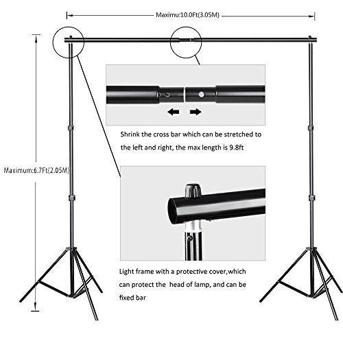 Slow Dolphin Photo Background Support System with Backdrop Stand Kit, 100% Pure Cotton Muslin 6.5 Ft x 10 Ft Chromakey Green Screen Backdrop, Clamp, Carry Bag for Photography Video Studio