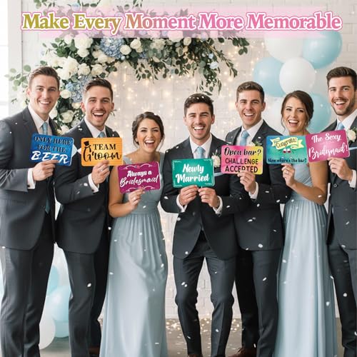 Beeveer 24 Design Wedding Arrow Photo Booth Props Selfie Props Kit with Double Sided Count PVC Photo Booth for Wedding Party Decorations Bridal Shower Engagement Supplies - style: Wedding
